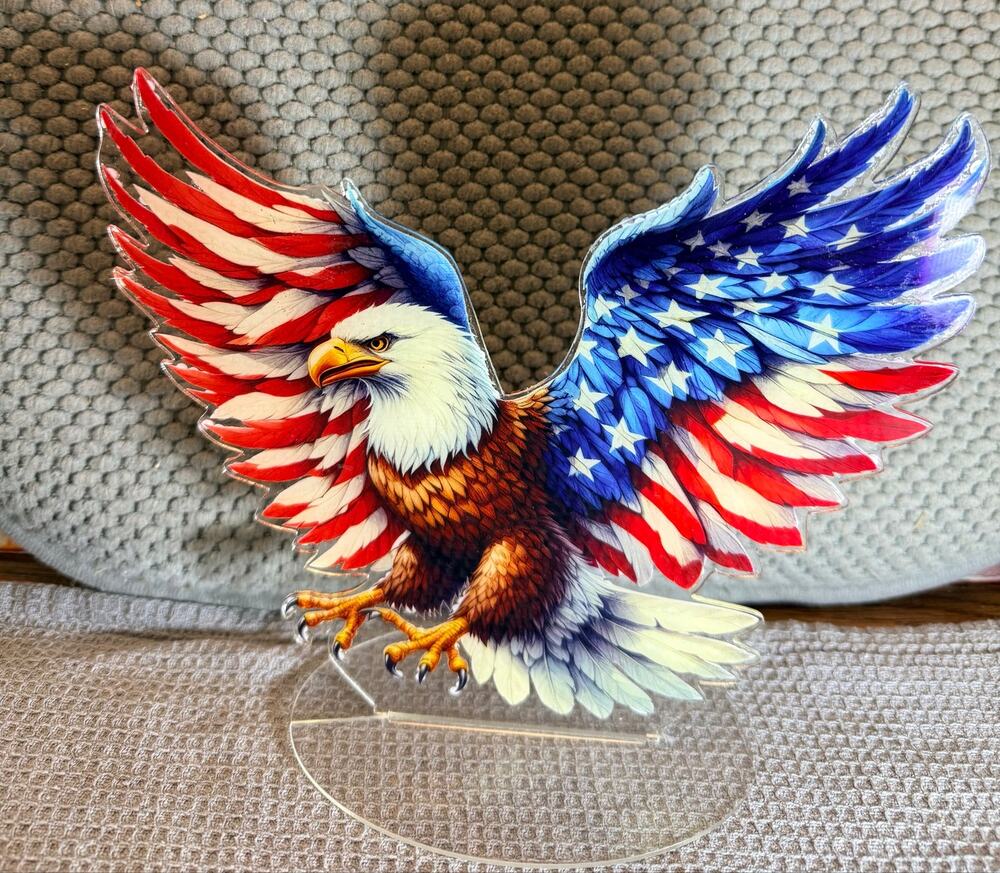 NEW 5D Completed Diamond Art Patriotic American Bald Eagle, with stand